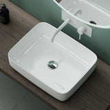 Vasque à poser Glasvilla, meuble vasque en céramique blanche, rectangulaire avec revêtement nano/effet lotus, Bruxelles 106