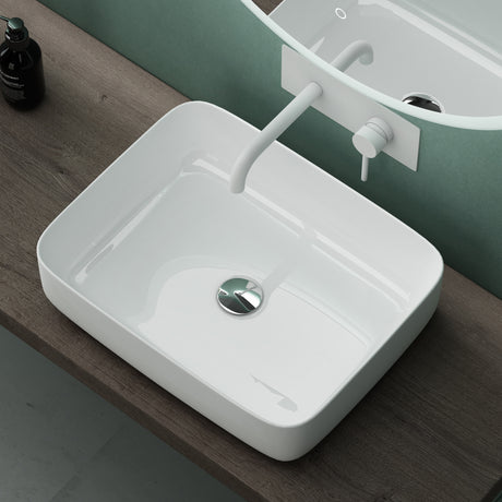 glasvilla lavabo lavabo de encimera lavabo de cerámica en blanco rectangular con recubrimiento nano/efecto loto Bruselas106