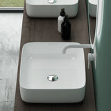 Vasque à poser Glasvilla, meuble vasque en céramique blanche, rectangulaire avec revêtement nano/effet lotus, Bruxelles 106