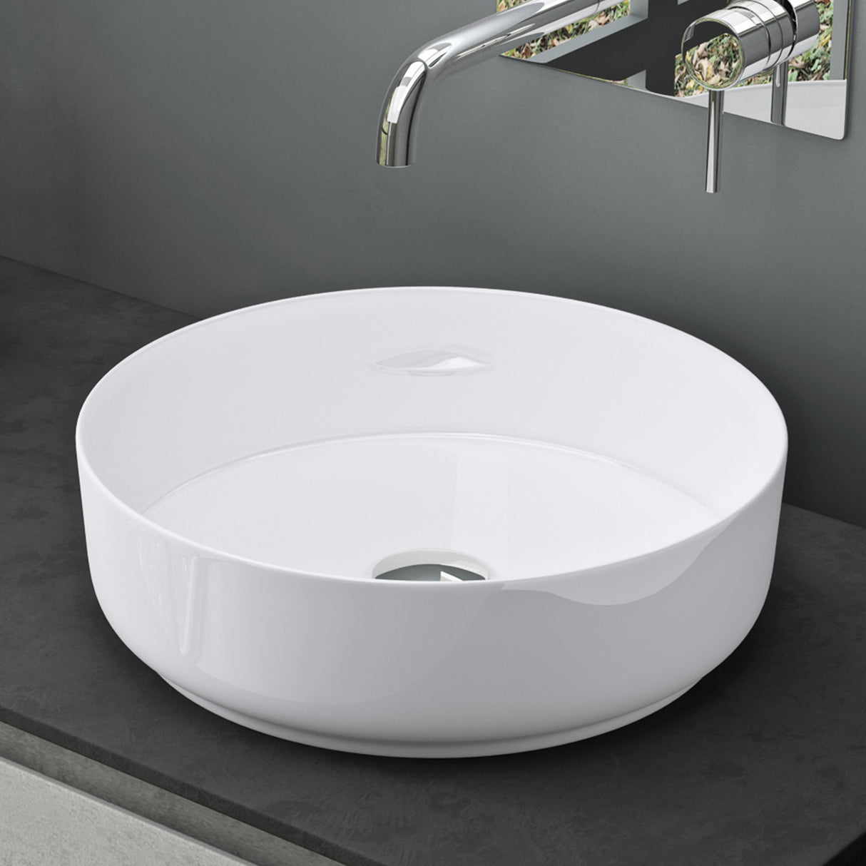 Lavabo Glasvilla, lavabo à poser, lavabo rond en céramique avec nano-revêtement, Bruxelles 203