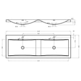 Lavabo Glasvilla, vasque encastrée, meuble sous-vasque, 2 vasques, en fonte minérale, rectangulaire, 2 trous de robinetterie, avec trop-plein, Col03