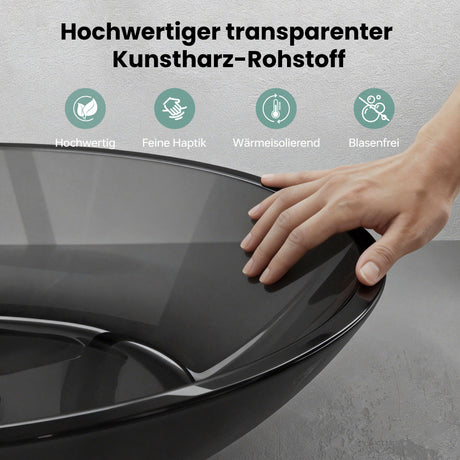 Glasvilla Design Lavabo Sobre Encimera Coloria02 – Resina Oval Translúcida 63 cm