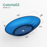 glasvilla Waschbecken Aufsatzwaschbecken aus Kunstharz Waschschale Handwaschbecken Oval 63x34x17cm ohne Hahnloch und Überlauf Coloria02