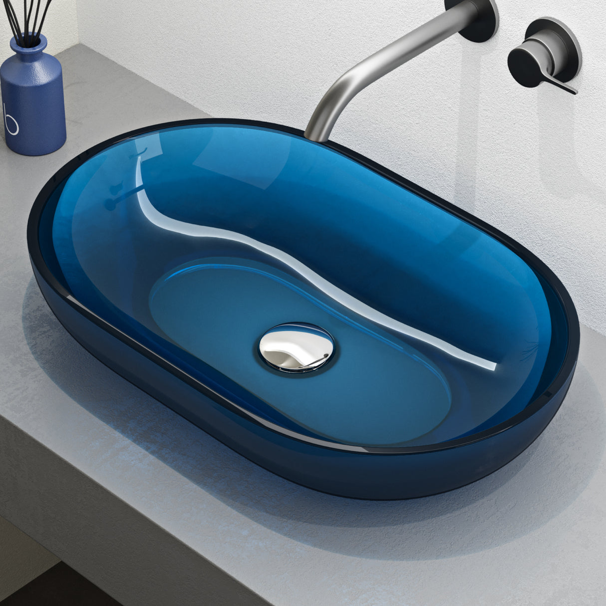 glasvilla Waschbecken Aufsatzwaschbecken aus Kunstharz Waschschale Handwaschbecken Oval 63x34x17cm ohne Hahnloch und Überlauf Coloria03