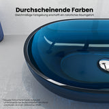 glasvilla Waschbecken Aufsatzwaschbecken aus Kunstharz Waschschale Handwaschbecken Oval 63x34x17cm ohne Hahnloch und Überlauf Coloria03