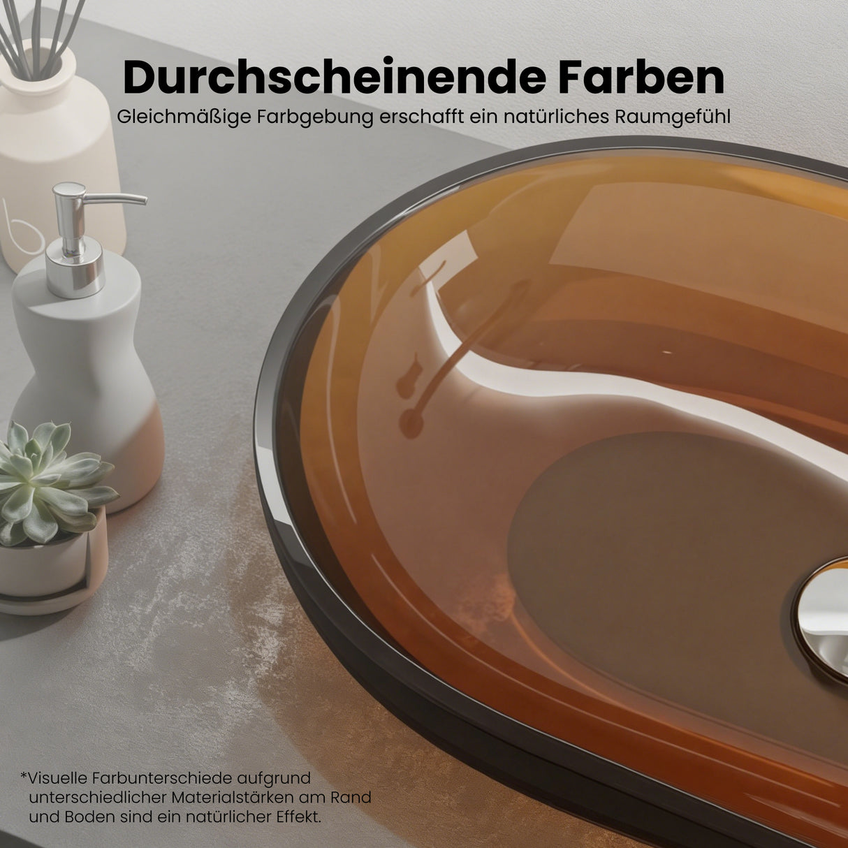 glasvilla Waschbecken Aufsatzwaschbecken aus Kunstharz Waschschale Handwaschbecken Oval 63x34x17cm ohne Hahnloch und Überlauf Coloria03