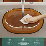 glasvilla Waschbecken Aufsatzwaschbecken aus Kunstharz Waschschale Handwaschbecken Oval 63x34x17cm ohne Hahnloch und Überlauf Coloria03