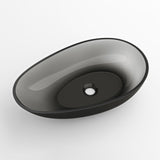 glasvilla Lavabo da Appoggio in Resina 60x36x14cm, Lavabo da Bagno Ovale Senza Foro Rubinetto e Troppopieno, Coloria04