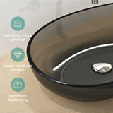 glasvilla Lavabo da Appoggio in Resina 60x36x14cm, Lavabo da Bagno Ovale Senza Foro Rubinetto e Troppopieno, Coloria04