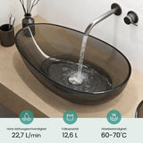 glasvilla Lavabo da Appoggio in Resina 60x36x14cm, Lavabo da Bagno Ovale Senza Foro Rubinetto e Troppopieno, Coloria04