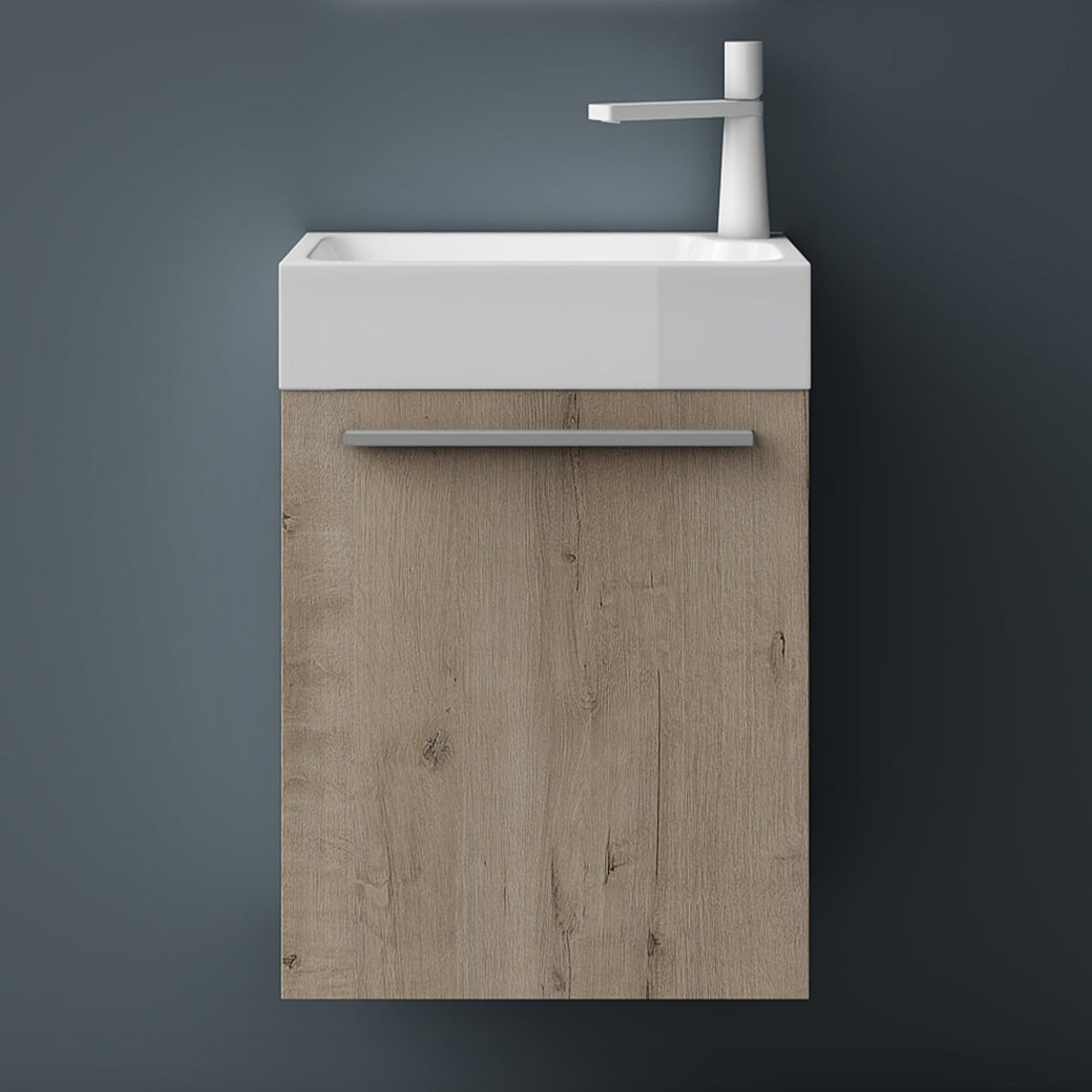 glasvilla Ensemble de Meubles de Salle de Bain Petit Meuble Sous-Vasque 46 cm Meuble Bas avec Vasque Blanche en Solid Surface pour WC Invités Pisa