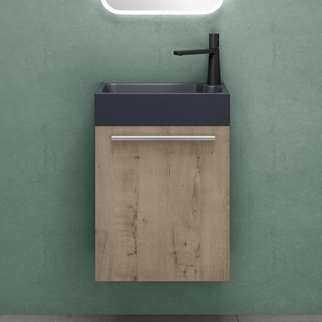 glasvilla Ensemble de Meubles de Salle de Bain avec Meuble Sous-Vasque Lavabo Anthracite Mat et Miroir de Salle de Bain LED 46x26x63 cm Pisa
