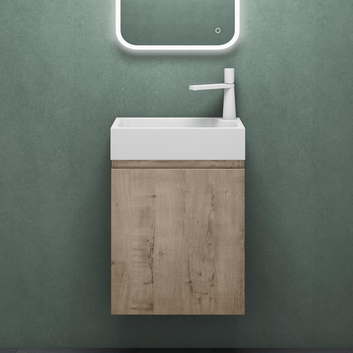 glasvilla Mobile Bagno Sospeso con Lavabo Bianco Mobiletto da Bagno 46x26x63cm Pisa02