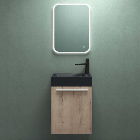 glasvilla Ensemble de Meubles de Salle de Bain avec Meuble Sous-Vasque Lavabo Anthracite Mat et Miroir de Salle de Bain LED 46x26x63 cm Pisa