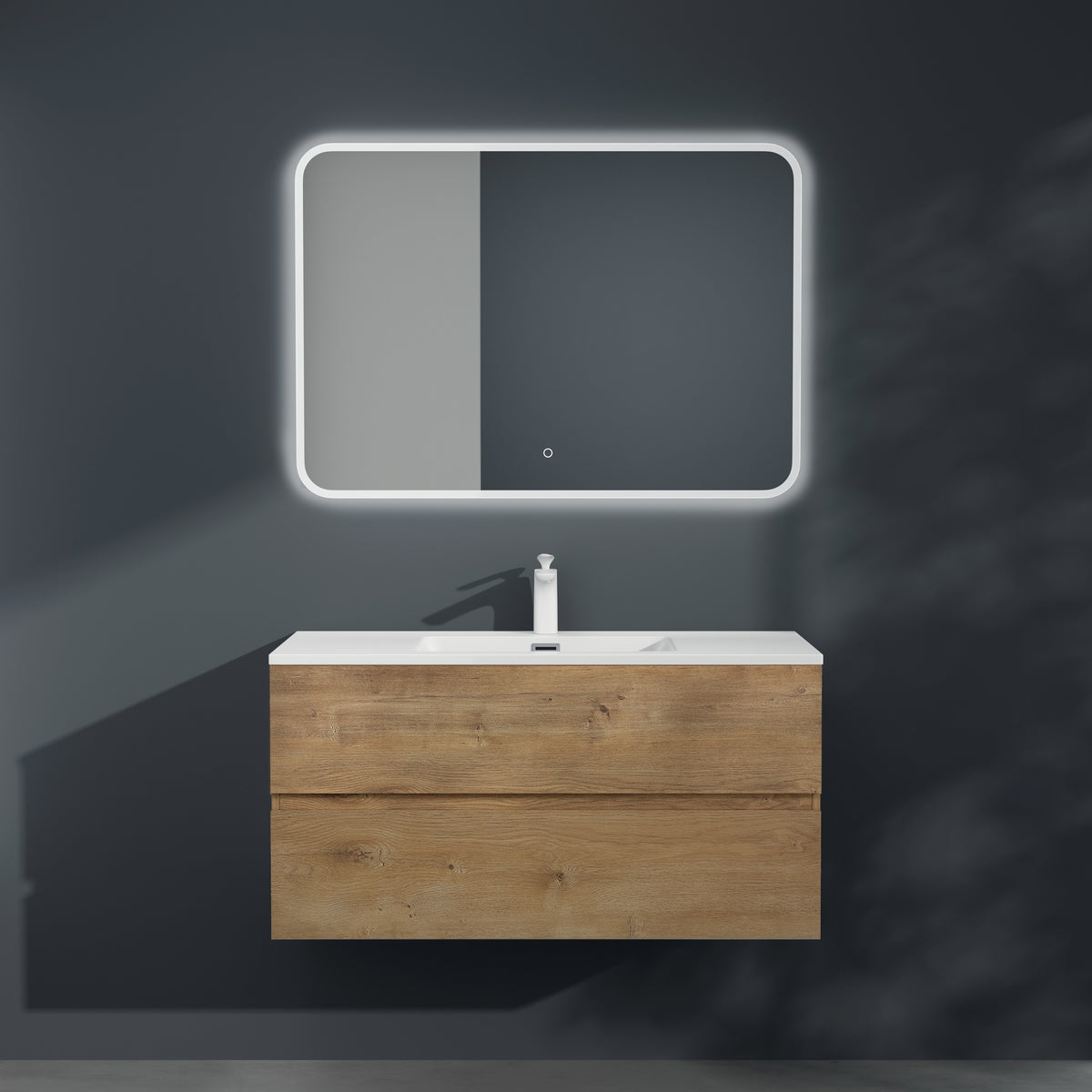 glasvilla Badmöbel-Set Waschtisch mit Unterschrank inkl. Soft-Close Waschbecken aus Mineralguss mit 2 Schubladen, Serie Aqualis