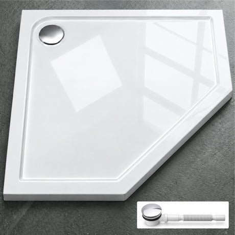 Glasvilla Design – Plato de ducha acrílico pentagonal Faro5, altura 4 cm