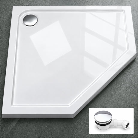 Glasvilla Design – Plato de ducha acrílico pentagonal Faro5, altura 4 cm