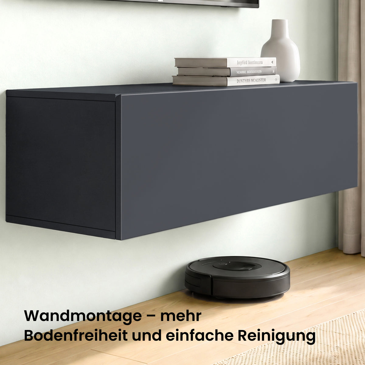 Glasvilla Design – Mueble TV suspendido con cierre suave y tirador oculto (Fernsehschrank02)