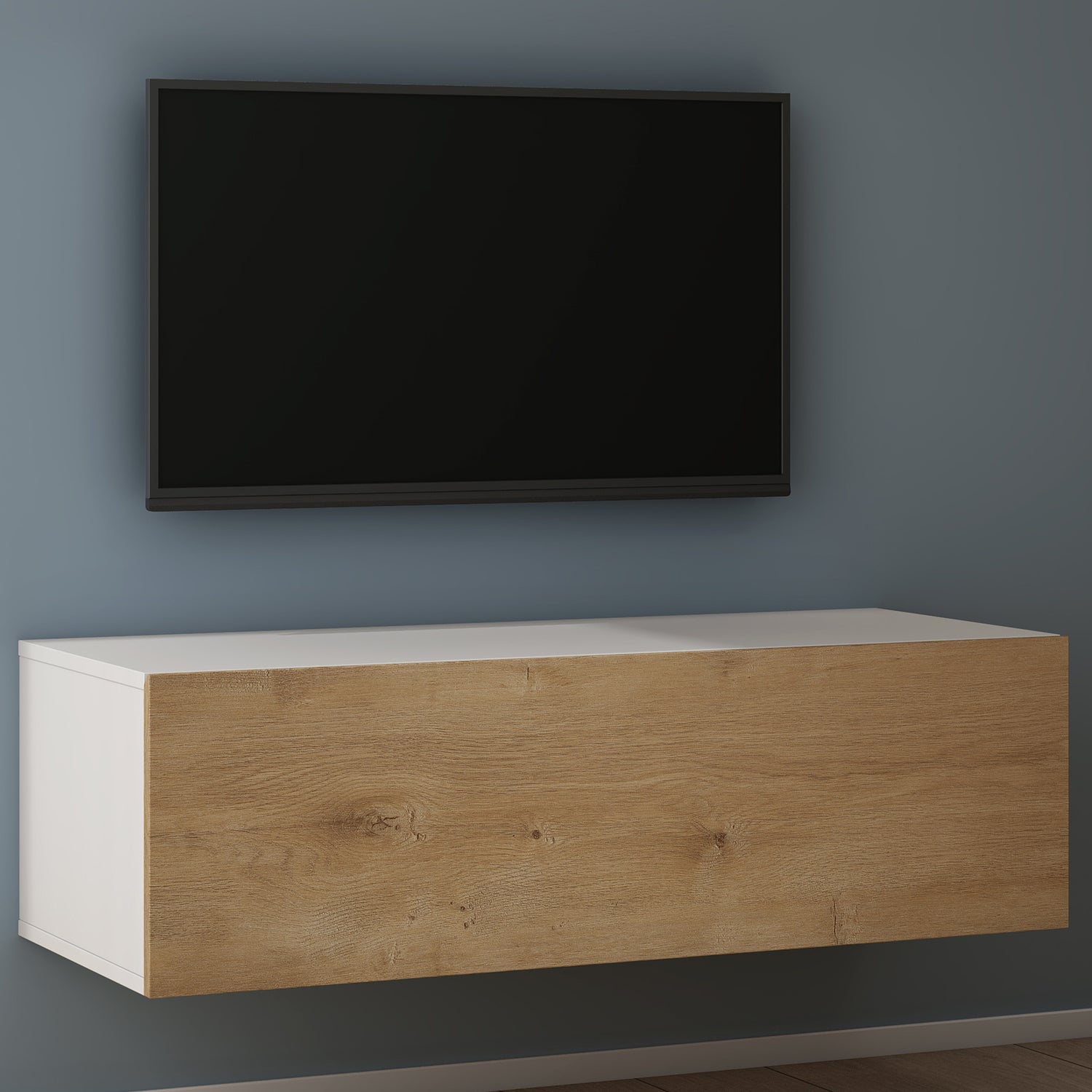 Glasvilla Design – Mueble TV suspendido con cierre suave y tirador oculto (Fernsehschrank02)