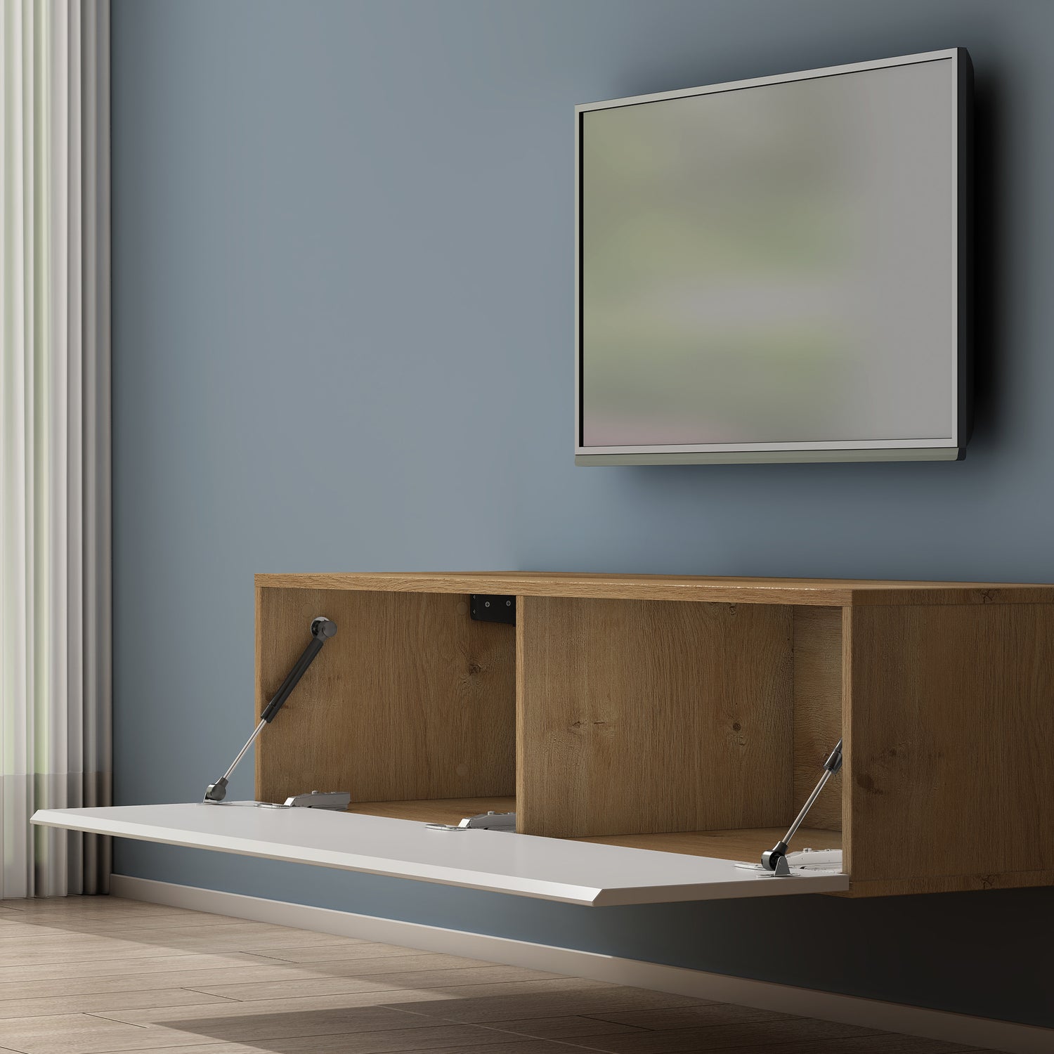 glasvilla Table TV Meuble TV Poignée Dissimulée avec Fermeture en Douceur Meuble Mural Bas pour Salon Fernsehschrank02