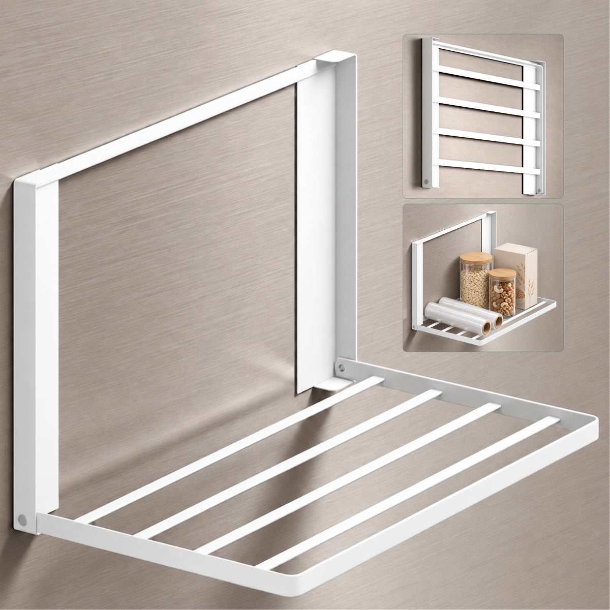 glasvolla Mensola Pieghevole per Lavatrice 41x25cm, Mensola Magnetica Lavatrice in Acciaio al Carbonio, Mensola da Parete Multifunzionale per Bagno e Cucina Folda-01