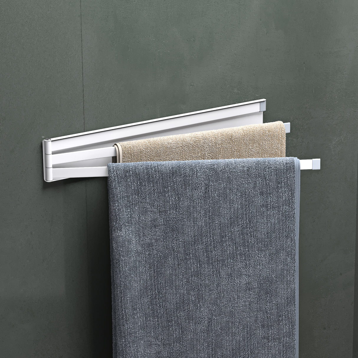 Porte-serviettes Glasvolla sans perçage, pivotant à 180° avec 3 bras, barre porte-serviettes auto-adhésive ou magnétique, porte-serviettes pour salle de bain et cuisine Folda-02