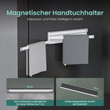 Porte-serviettes Glasvolla sans perçage, pivotant à 180° avec 3 bras, barre porte-serviettes auto-adhésive ou magnétique, porte-serviettes pour salle de bain et cuisine Folda-02