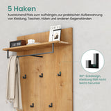 glasvilla Garderobenpaneel Wandgarderobe mit Ablage und 5 Haken Wandpaneel Hakenpaneel Garderobenhaken Garderobenboard 78x108cm Gabo-01