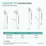 glasvilla Smart WiFi Heizstab für Badheizkörper, Heizelement  Elektrischer Heizstab mit App-Steuerung, Thermostat & Timer-Funktion, Heizpatrone für Handtuchheizkörper Heizstab-03
