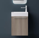 glasvilla Ensemble de Meubles de Salle de Bain Petit Meuble Sous-Vasque 46 cm Meuble Bas avec Vasque Blanche en Solid Surface pour WC Invités Pisa
