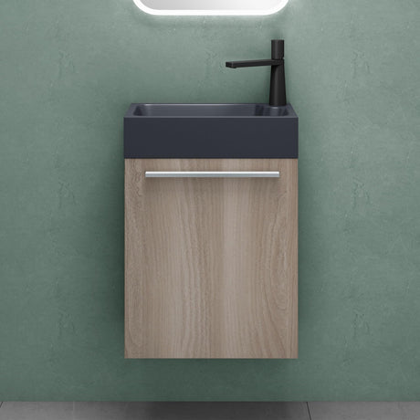 glasvilla Ensemble de Meubles de Salle de Bain avec Meuble Sous-Vasque Lavabo Anthracite Mat et Miroir de Salle de Bain LED 46x26x63 cm Pisa