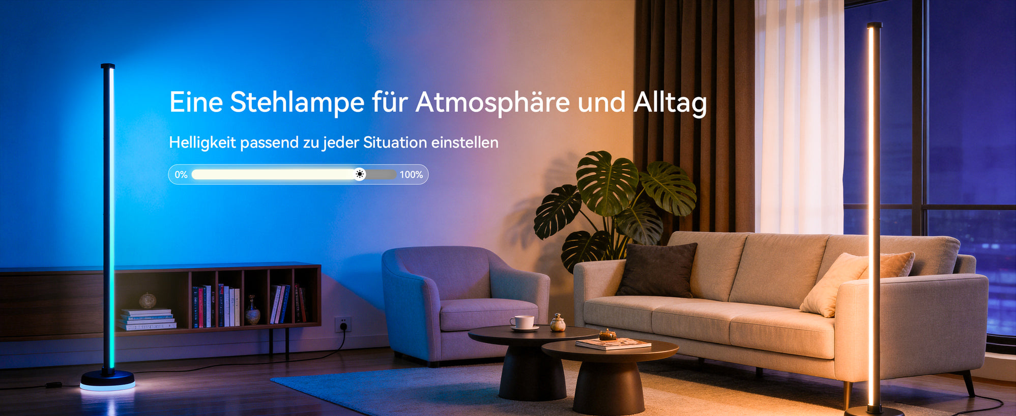 glasvilla Stehlampe Wohnzimmer Dimmbar, RGBICWW Stehlampe mit reinem Warmweiß & 16 Millionen Farben, App & Fernbedienung, Musik-Sync, 270° Licht, Timer, für Schlafzimmer Gaming, Lineora-01