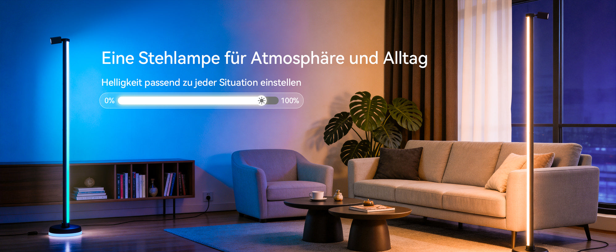 glasvilla Wohnzimmer Dimmbar mit Leselampe, RGBICWW LED Stehlampe mit Warmweiß & 16 Mio. Farben, App & Fernbedienung, 270° Licht, Musik-Sync, für Schlafzimmer Gaming, Lineora-02