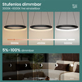 glasvilla Pendelleuchte Esstisch, LED Hängelampe, stufenlos dimmbar 3000K–6000K, höhenverstellbare Esstischlampe mit Fernbedienung & Wandschalter Luvina02