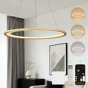 glasvilla Pendelleuchte Esstisch, LED Hängelampe, stufenlos dimmbar 3000K–6000K, höhenverstellbare Esstischlampe mit Fernbedienung & Wandschalter Luvina01
