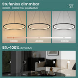 glasvilla Pendelleuchte Esstisch, LED Hängelampe, stufenlos dimmbar 3000K–6000K, höhenverstellbare Esstischlampe mit Fernbedienung & Wandschalter Luvina01