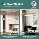 glasvilla Pendelleuchte Esstisch, LED Hängelampe, stufenlos dimmbar 3000K–6000K, höhenverstellbare Esstischlampe mit Fernbedienung & Wandschalter Luvina01