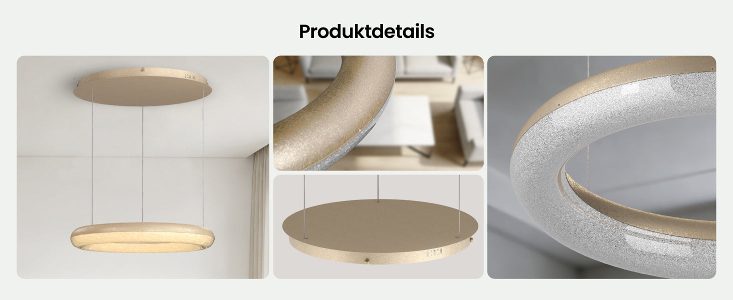 glasvilla Pendelleuchte Esstisch,  LED Moderne Hängelampe, stufenlos dimmbar 3000K–6000K, höhenverstellbare Design  Esstischlampe mit Fernbedienung & Wandschalter, Luvina03