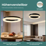 glasvilla Pendelleuchte Esstisch,  LED Moderne Hängelampe, stufenlos dimmbar 3000K–6000K, höhenverstellbare Design  Esstischlampe mit Fernbedienung & Wandschalter, Luvina03
