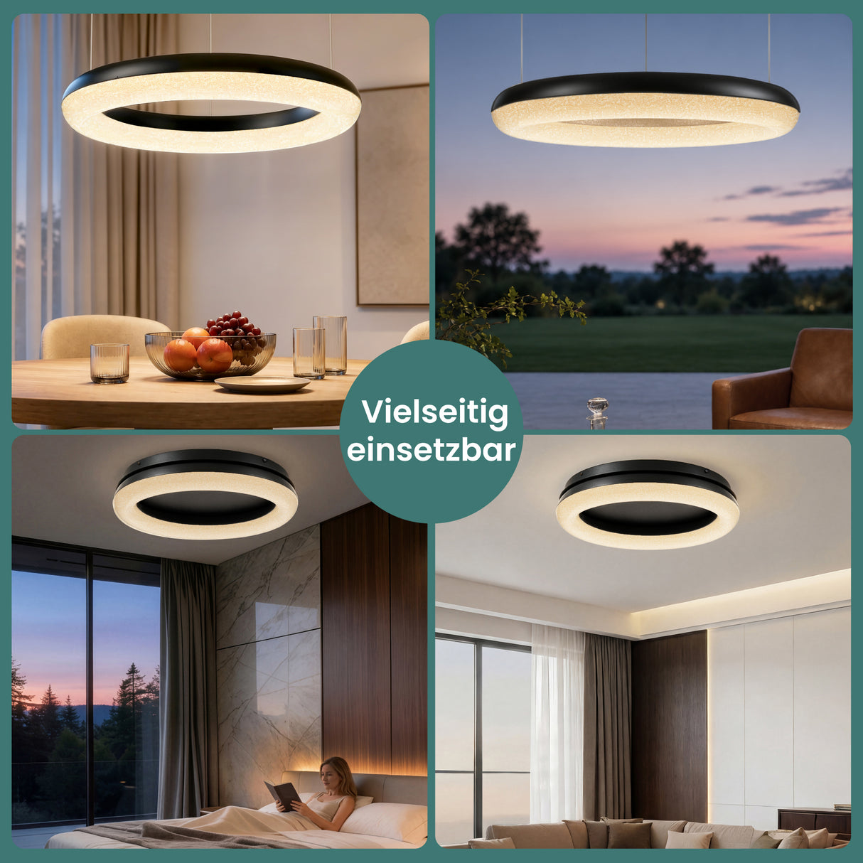 glasvilla Pendelleuchte Esstisch,  LED Moderne Hängelampe, stufenlos dimmbar 3000K–6000K, höhenverstellbare Design  Esstischlampe mit Fernbedienung & Wandschalter, Luvina03