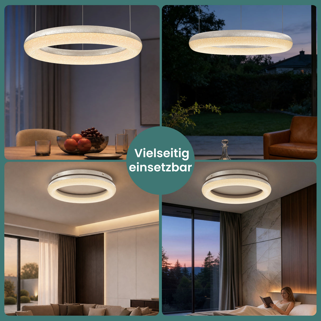 glasvilla Pendelleuchte Esstisch,  LED Moderne Hängelampe, stufenlos dimmbar 3000K–6000K, höhenverstellbare Design  Esstischlampe mit Fernbedienung & Wandschalter, Luvina03