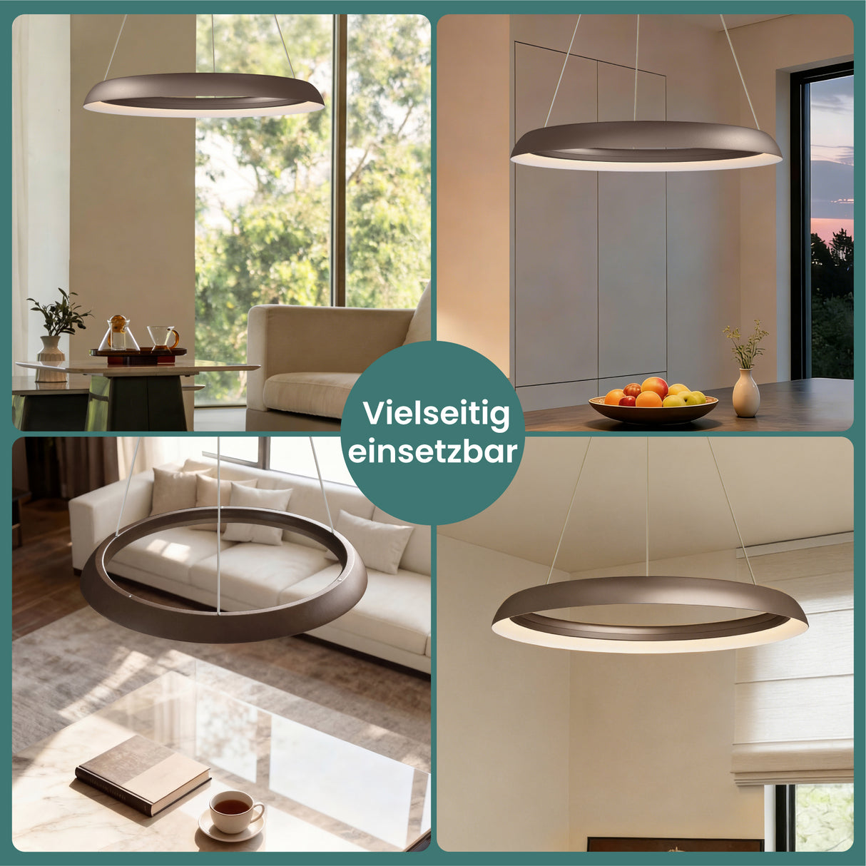 glasvilla Pendelleuchte Esstisch,  LED Moderne Hängelampe, stufenlos dimmbar 3000K–6000K, höhenverstellbare Design 20W Esstischlampe mit Fernbedienung & Wandschalter, Luvina04