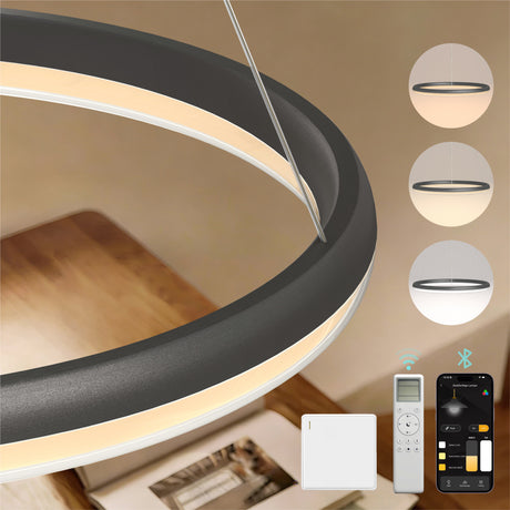 glasvilla Mai & Mai Pendelleuchte Esstisch, LED Moderne Hängelampe, stufenlos dimmbar 3000K–6000K, höhenverstellbare Design Esstischlampe mit Fernbedienung & Wandschalter, Luvina05