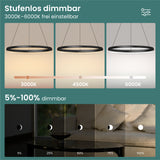 glasvilla Mai & Mai Pendelleuchte Esstisch, LED Moderne Hängelampe, stufenlos dimmbar 3000K–6000K, höhenverstellbare Design Esstischlampe mit Fernbedienung & Wandschalter, Luvina05