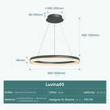 glasvilla Mai & Mai Pendelleuchte Esstisch, LED Moderne Hängelampe, stufenlos dimmbar 3000K–6000K, höhenverstellbare Design Esstischlampe mit Fernbedienung & Wandschalter, Luvina05