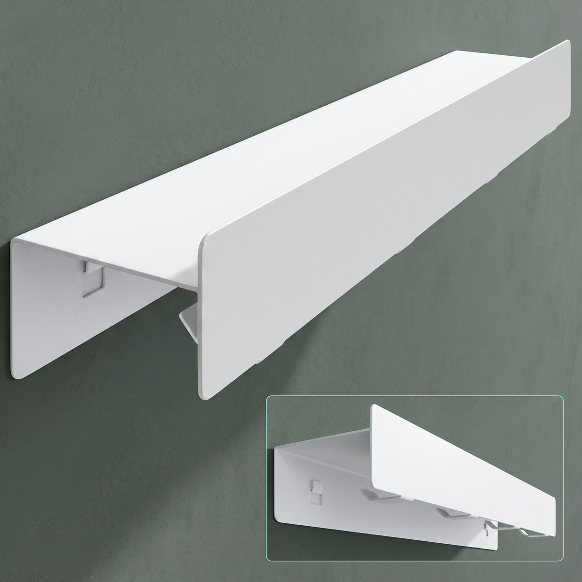 glasvilla Wandgarderobe mit Ablage und 8 Haken, Garderobenleiste mit versteckten Kleiderhaken, Kleiderstange Wandmontage  Stalo-11
