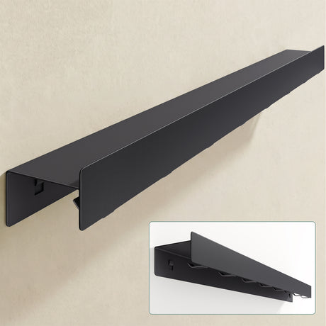 glasvilla Wandgarderobe mit Ablage und 8 Haken, Garderobenleiste mit versteckten Kleiderhaken, Kleiderstange Wandmontage  Stalo-11