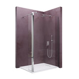 glasvilla Walk-In Duschwand für Dusche Duschabtrennung 8mm Klarglas ESG-Sicherheitsglas mit Nano Rechteckiger Stabilisator Bremen01K-Plus
