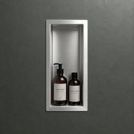 Glasvilla Design, Nicho de ducha empotrable de acero inoxidable, alicatable
