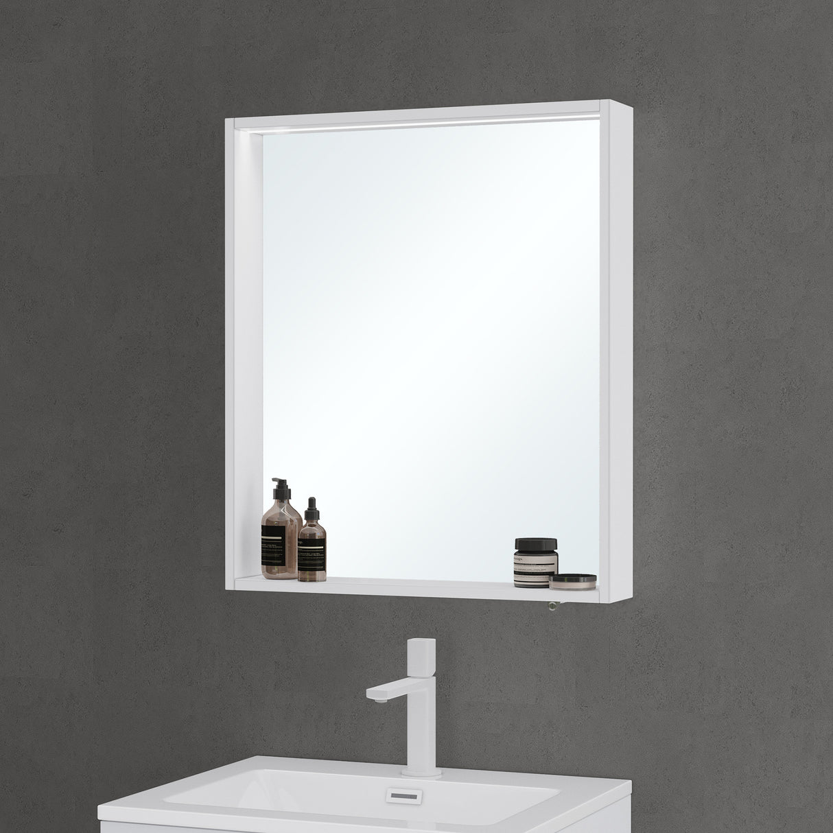 glasvilla Armadietto a Specchio con Luce Specchio con Pensile per Bagno con Luce LED Mobiletto da Bagno con Ante a Specchio Spiegelschrank-01